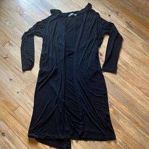 Measeor medium black pockets hooded long cardigan shawl